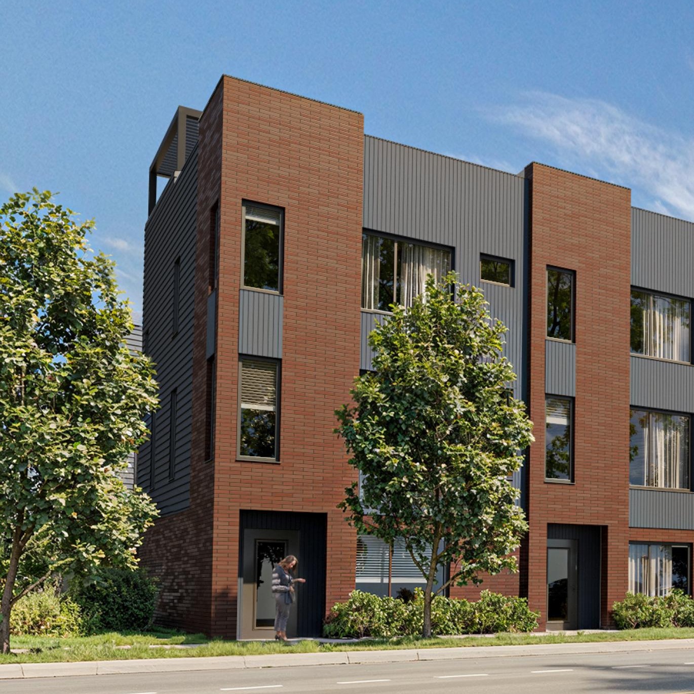 a street with cars and buildings along it